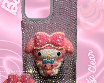 My Melody Clear Handmade Made to Order Rhinestone Phone Case Kawaii Bling Any Phone Model