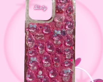 My Melody 3D Sticker Handmade Made to Order Phone Case: Pink Sparkling Resin Any Phone Model BonBon Drop