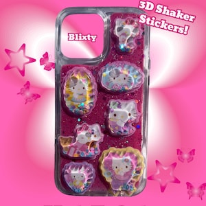 Naklejka wodna Hello Kitty 3D, ręcznie robiona na zamówienie, z motywem kota w kolorze różowym, lśniąca, żywiczna, do każdego modelu telefonu zdjęcie 1