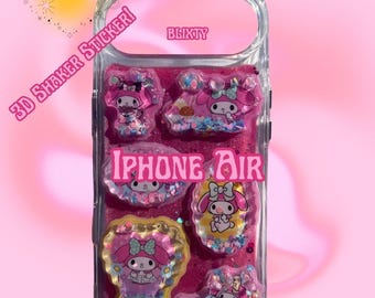 Funda para iPhone Air hecha a mano con adhesivo 3D My Melody Shaker de resina, lista para enviar.