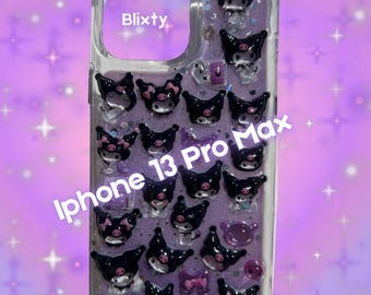 Funda de resina hecha a mano con pegatina 3D de gelatina de Kuromi para iPhone 13 Pro Max, lista para enviar