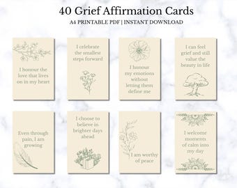 4O Grief Support Affirmation Cards Printable, Bereavement Affirmative Cards,Digital Download