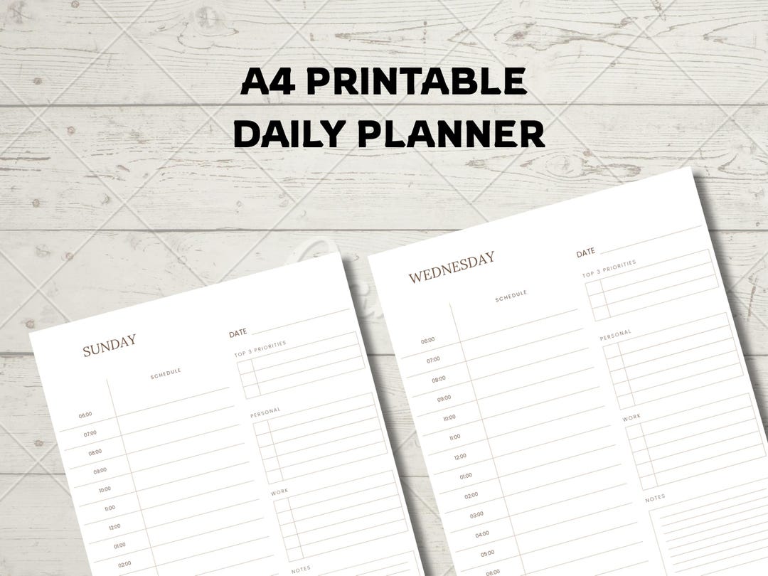 Minimalist Daily Planner Printable | A4 Time Blocking (PDF) - Etsy UK