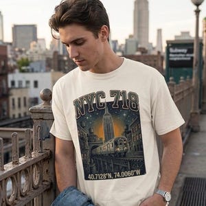 NYC Subway Coordinates Graphic Tee, Manhattan Streetwear Shirt
