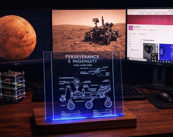 Perseverance Rover Hand Etched Glass Panel