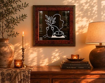 Hand- Etched Abstract Art Mirror
