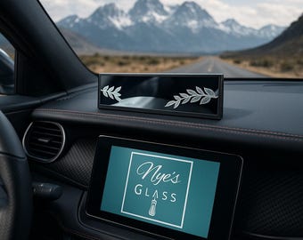 Hand-Etched Rearview Car Mirror, Vines