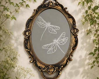 Hand- Etched Dragonfly Mirror