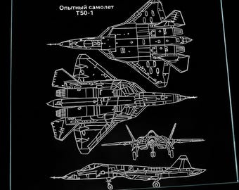 Etched Glass Pane, T-50-1 Aircraft Schematic
