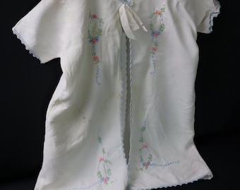 Vintage Rayon Handmade Embroidered Baby Robe dress Coat