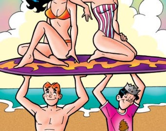 Betty y Verónica, amigas para siempre, fiesta de surf de verano n.° 1. Portada variante virgen de Dan Parent.