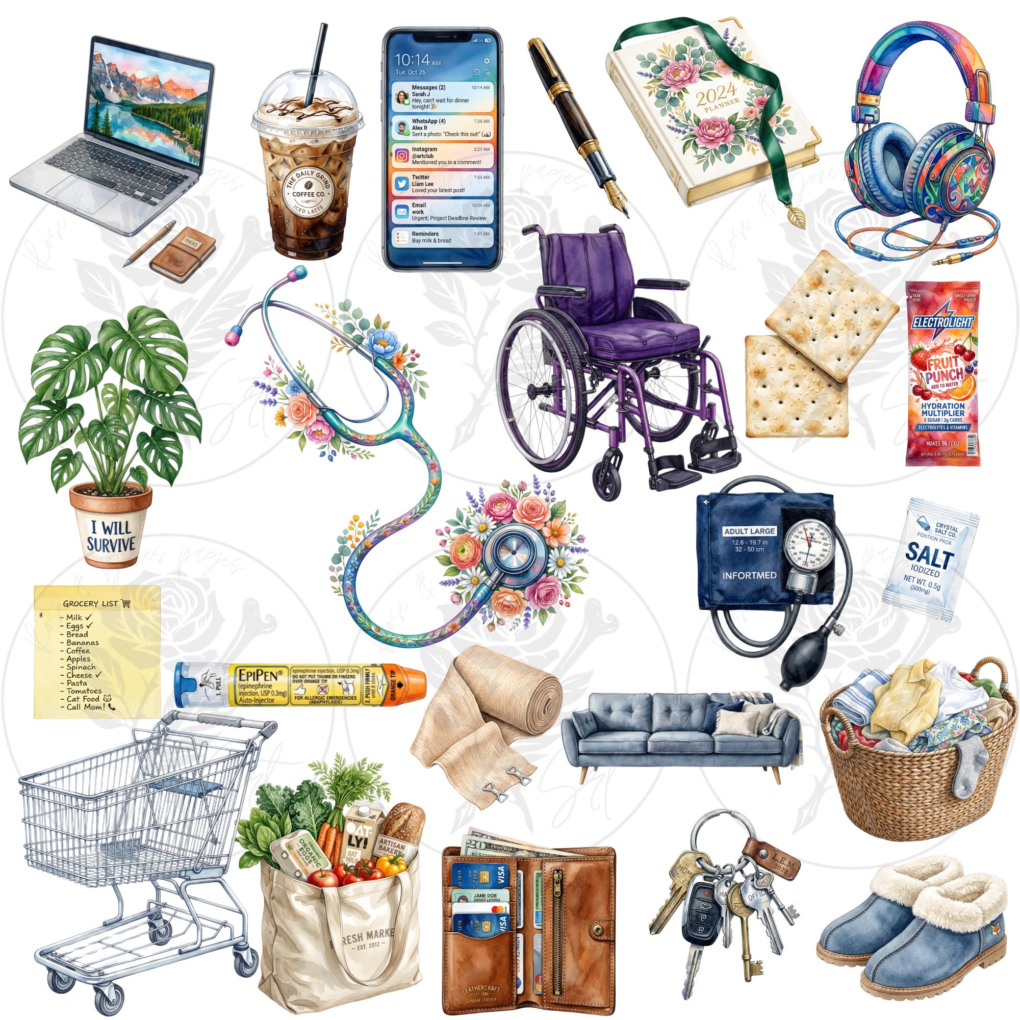 Chronic Illness PNG Bundle, Medical Advocacy Clipart, Disability ...