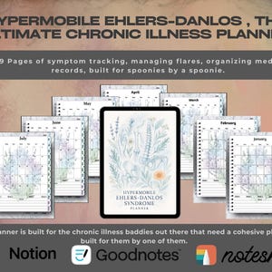Planificateur EDS | Planificateur de maladies chroniques | Suivi des symptômes hypermobile Ehlers Danlos | Cartable médical Spoonie