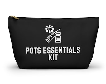 Bolsa de artículos esenciales para el síndrome de taquicardia postural ortostática (POTS): Bolsa médica para disautonomía que contiene electrolitos y medicamentos.