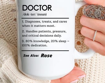 Doctor Coffee Mug, Ceramic, Minimalist Medical Design (Dishwasher Safe)