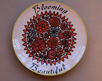 Hand painted Decorative plate - size 10 inches in diameter- Blooming Beautiful- dinner plate -Ceramic plate - wall art - art on a plate.