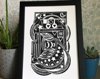 Lino Print - Limited Edition print - Lino cut print -ink print -block  print - linoleum print-print making print.