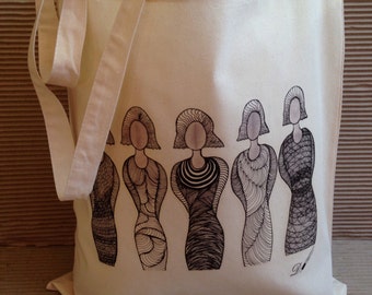 TOTE BAG - [Sisterhood] - 100% Cotton - Pattern Design - Fantastic Gift Idea