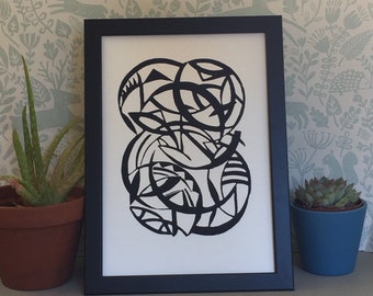 Lino Print - Limited Edition -A4 Linocut -pattern relief print - Lino print - linoleum print on acid free paper.