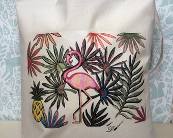 TOTE BAG - [The tropics ] - 100% Cotton - Bird Design - Fantastic Gift Idea-reusable tote bag-fabric tote bag.