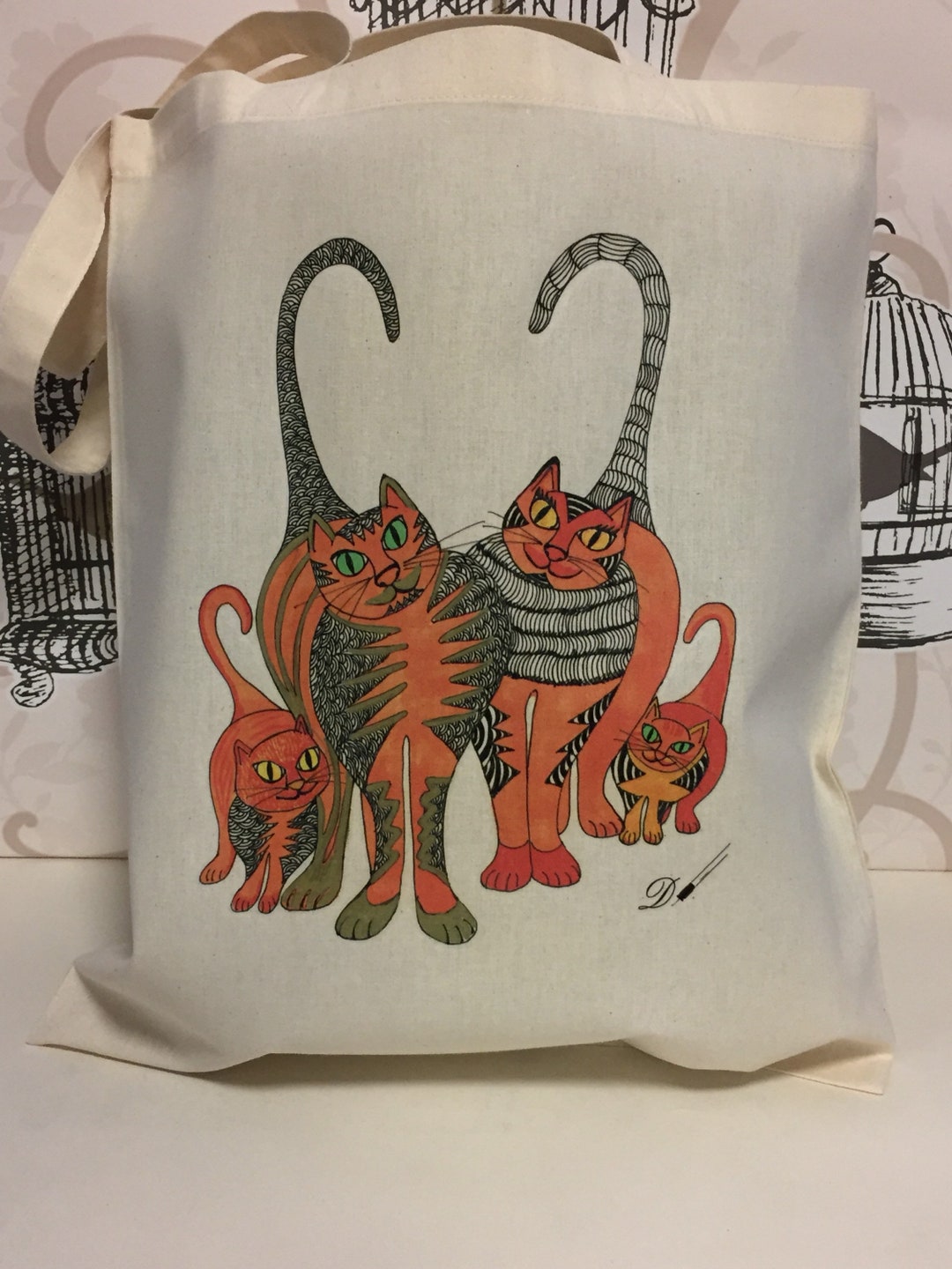 TOTE BAG ginger Cats 100% Cotton Cat Design - Etsy UK