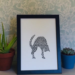 Cat Lino Print -Limited Edition cat print -relief print - Cat block print - linoleum print cat print.