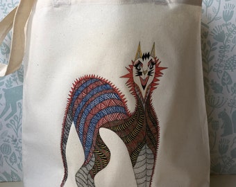 TOTE BAG - [Tiptoes Tiffany] - 100% Cotton - Cat Design - Fantastic Gift Idea-reusable tote bag-fabric tote bag.