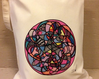 TOTE BAG - [KALEIDOSCOPE] - 100% Cotton - Circle Pattern Design - Fantastic Gift Idea-reusable tote bag-fabric tote bag.