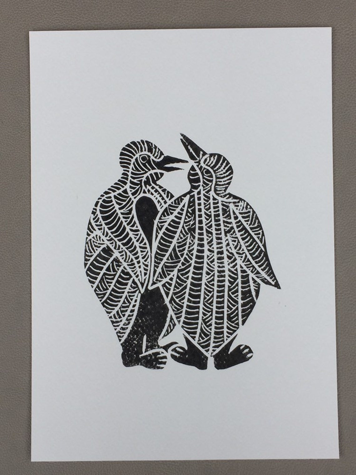 Lino Print limited Edition A4 Linocut titled Penguin - Etsy UK