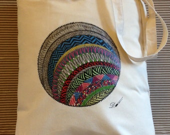 TOTE BAG - [Eccentric Eclipse] - 100% Cotton - Circle Pattern Design - Fantastic Gift Idea-reusable tote bag-fabric tote bag.