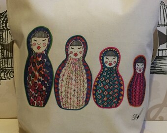 TOTE BAG - [Sisterly love] - 100% Cotton - Pattern Design - Fantastic Gift Idea-reusable tote bag-fabric tote bag.