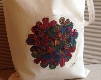 TOTE BAG - [Colour Code] - 100% Cotton - Circle Pattern Design - Fantastic Gift Idea-reusable tote bag-fabric tote bag.