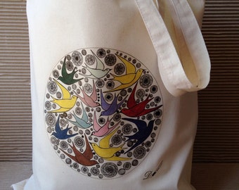 TOTE BAG - [Equality] - 100% Cotton - Bird Design - Fantastic Gift Idea-reusable tote bag-fabric tote bag.