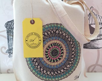 TOTE BAG - [Sun] - 100% Cotton - Circle Pattern Design - Fantastic Gift Idea-reusable tote bag-fabric tote bag.