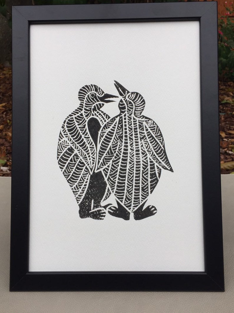 Lino Print limited Edition A4 Linocut titled Penguin - Etsy UK