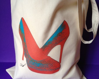 TOTE BAG - [Dorothy] - 100% Cotton - Shoes Design - Fantastic Gift Idea-reusable tote bag-fabric tote bag.