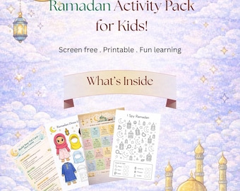 Pack d'activités pour le Ramadan pour les enfants | Activités islamiques imprimables | Apprentissage sans écran | Amusement pour les enfants musulmans.