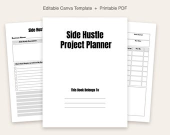 Side Hustle Tracker | Editable Canva Template | Printable Small Business Planner | 13 Page PDF | Instant Download