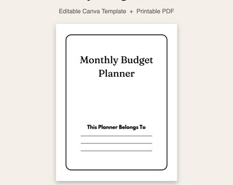 Monthly Budget Planner | Editable Canva Template | Printable Budget Worksheet | 2 Page PDF | Instant Download