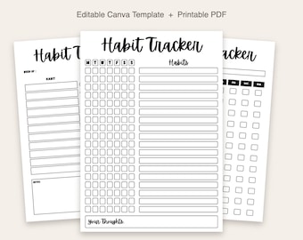 Habit Trackers | Habit Tracker Set | Editable Canva Template | Printable Routine Trackers | 15 Page PDF | Instant Download