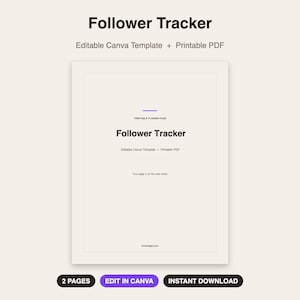 Follower Tracker | Editable Canva Template | Printable Social Growth Log | Printable PDF | Instant Download