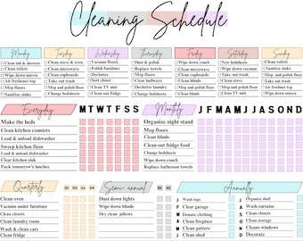 Printable Cleaning Planner | Cleaning Checklist | Daily, Weekly, Monthly Chores (Digital Download 4 Pages)
