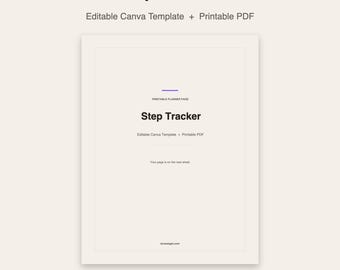 Step Tracker | Editable Canva Template | Printable Walking Log | Printable PDF | Instant Download
