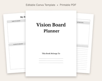 Vision Board Planner | Editable Canva Template | Printable Goal Setting Workbook | 10 Page PDF | Instant Download