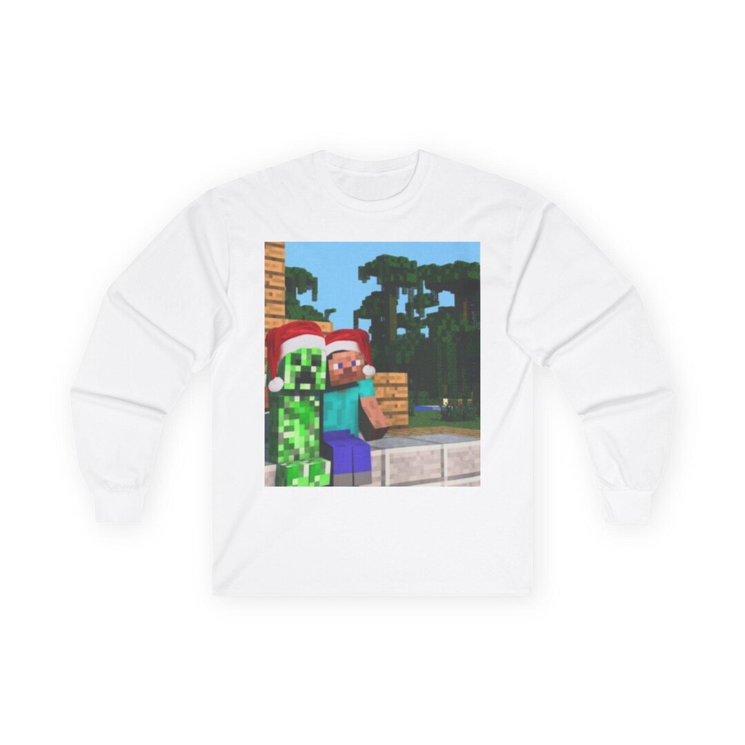 Minecraft Creeper Santa Scene Long Sleeve Tee | Holiday Gamer Shirt - Etsy