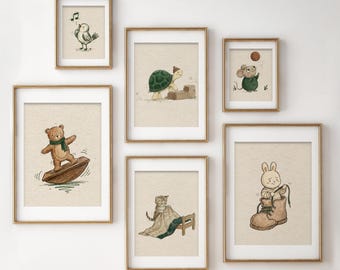 Woodland Growth Mindset Nursery Wall Art Set, Neutral Forest Animal Prints, Calm Scandinavian Baby Room Decor, Confidence Quote