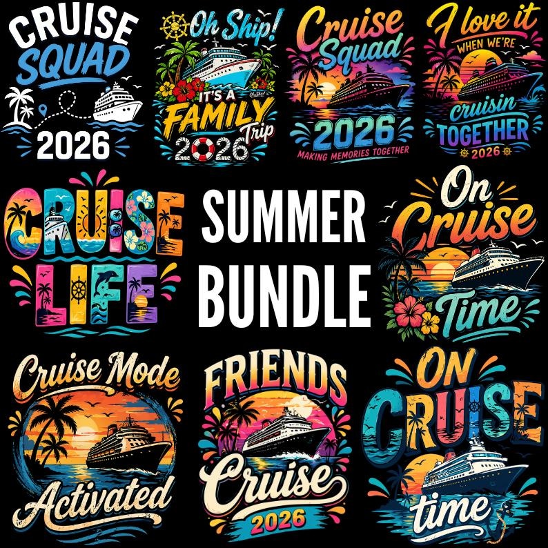 Cruise PNG Bundle 2026, Summer Cruise Squad Family Trip Designs ...