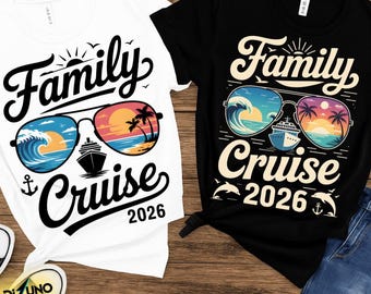 Familiecruise 2026 png, shirtontwerp tropische cruise, vakantiesublimatie, digitale download voor bijpassende cruiseshirts