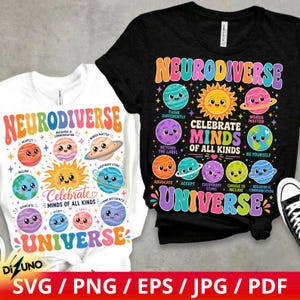 Neurodiverse Universe PNG, Inclusive Classroom Teacher Shirt Design, Autism Acceptance Sublimation Digital Download