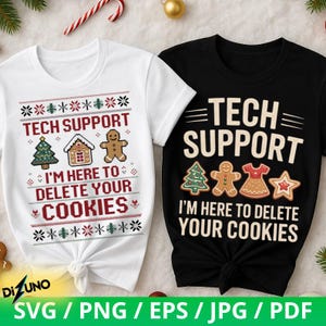 Diseño de camiseta navideña de soporte técnico / Borra tus cookies SVG PNG JPG